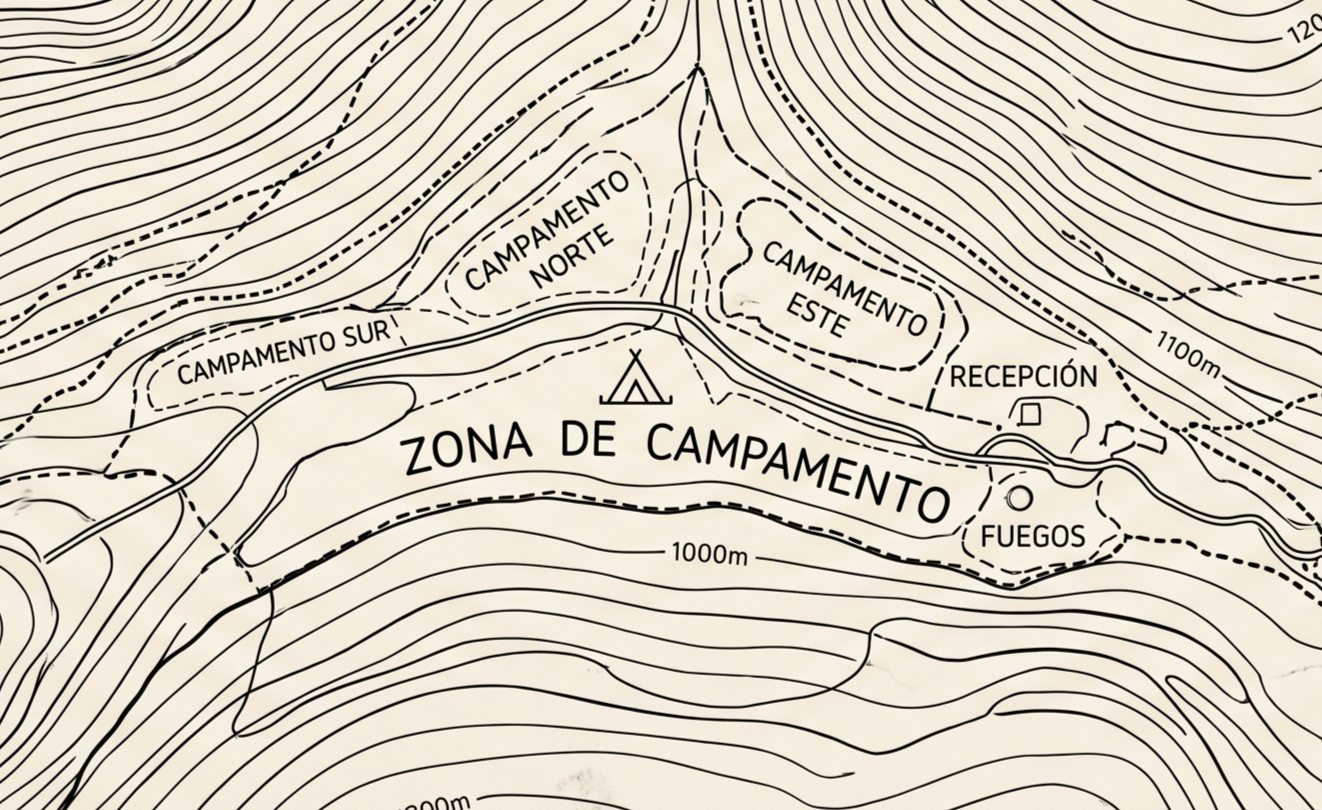 Mapa topográfico del campamento